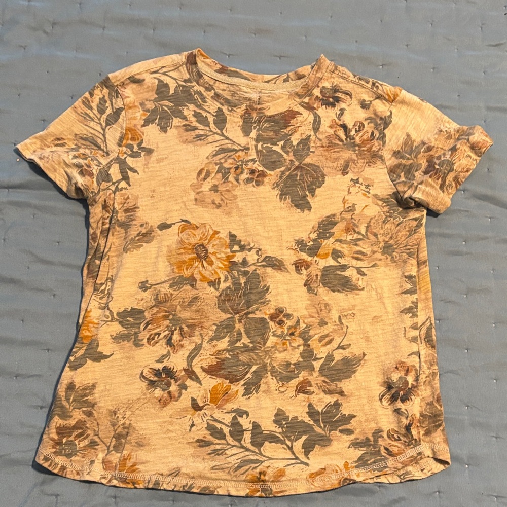 Pilcro Floral Short Sleeve Tee in Yellow and Gray